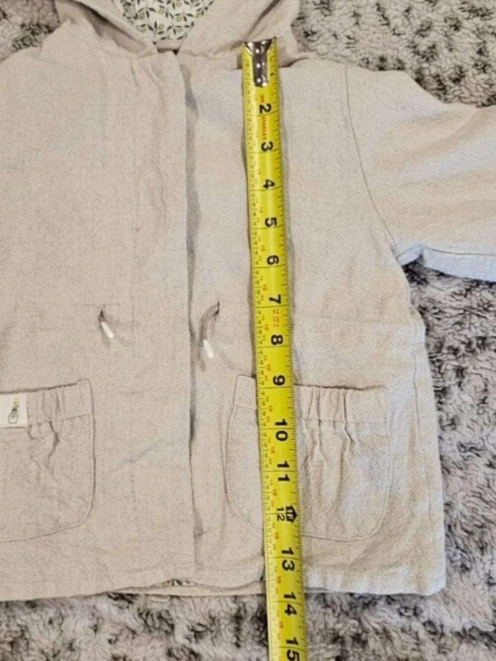 Zara Baby Hooded Beige Cotton Jacket Floral Lining Spring Fall SZ 2-3 Years